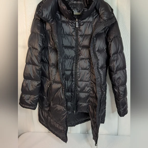 Calvin Klein Women's Hooded Packable Down Puffer Coat Jacket XL Black - Picture 3 of 11